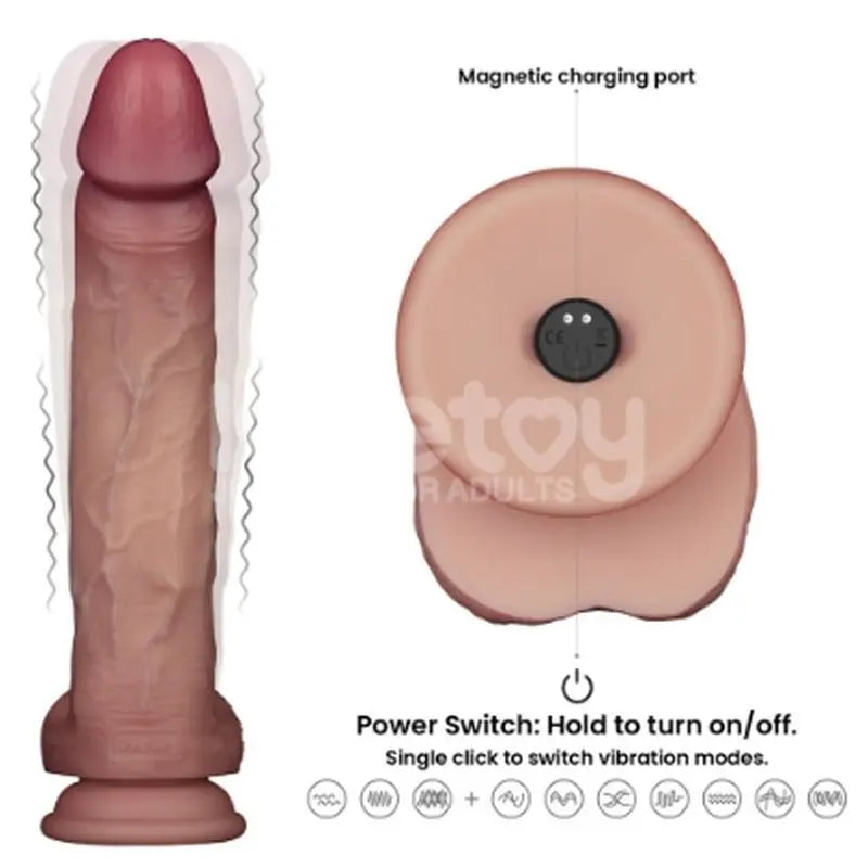 Vibrating Sliding Skin Pro II Silicone Dong 10in Lovetoy Discreet Intimate Essentials.