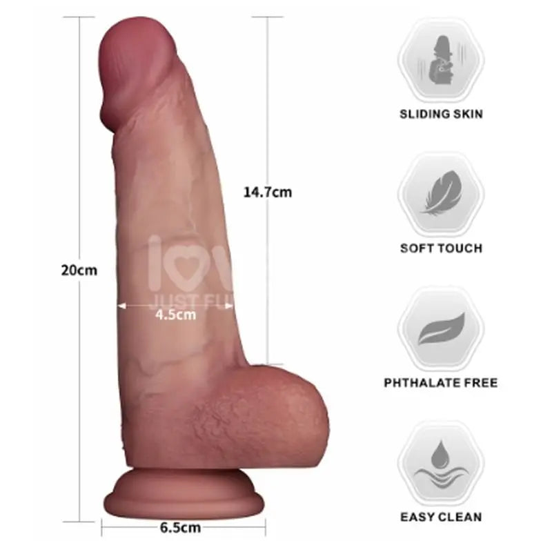 Sliding Skin Pro Dual Layer Silicone Dong 8in Lovetoy Discreet Intimate Essentials.