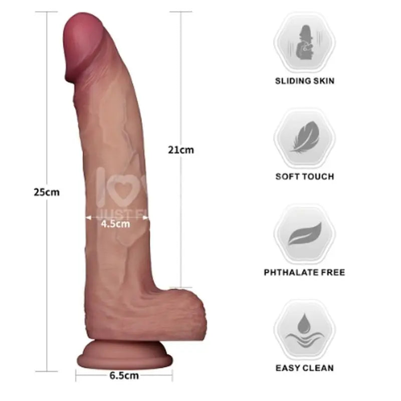 Sliding Skin Pro Dual Layer Silicone Dong 10in Lovetoy Discreet Intimate Essentials.