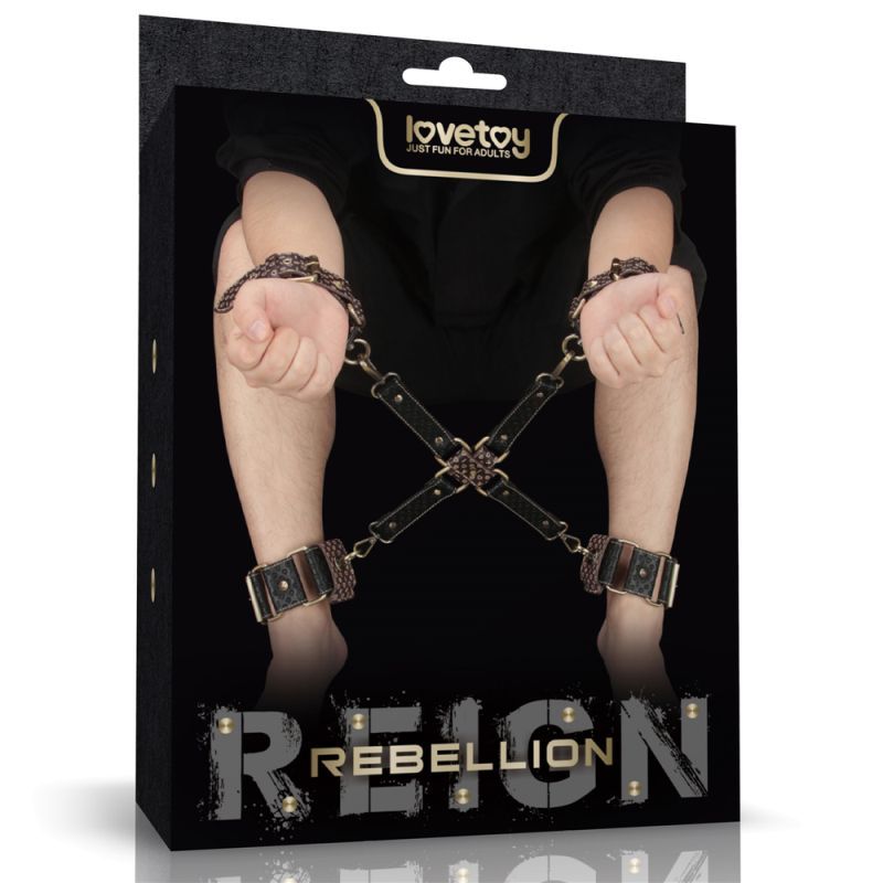 Rebellion Reign Hogtie Set with bronze spikes and cuffs for bondage hogtie set enthusiasts.