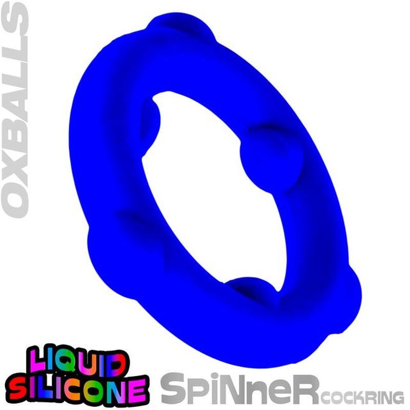 Spinner Silicone Ring Blue - durable liquid silicone cockring for intense play, perfect for intimate essentials.