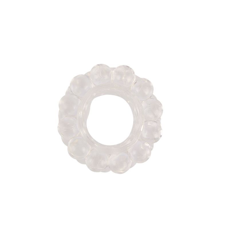 Clear cockring for comfort featuring bubble-textured design for cushioning and extra grip.