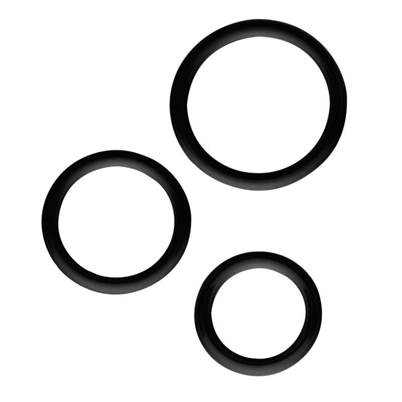 Magnum Force Cock Ring Set Black features three silicone rings for support and enhanced performance.