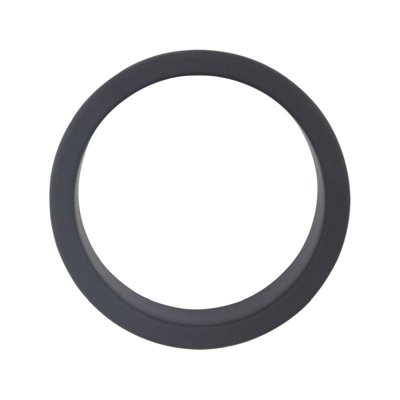 Oversized silicone cock ring in black, featuring a smooth design for comfort and enhanced performance.