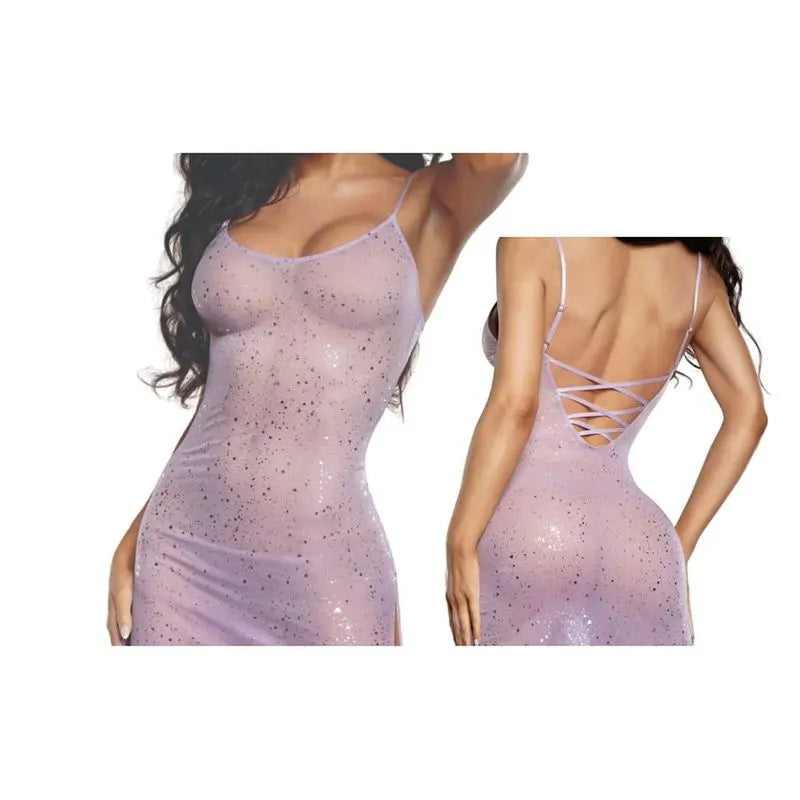 DreamGirl Ombre Glitter Mesh Gown Lilac Dreamgirl Discreet Intimate Essentials.
