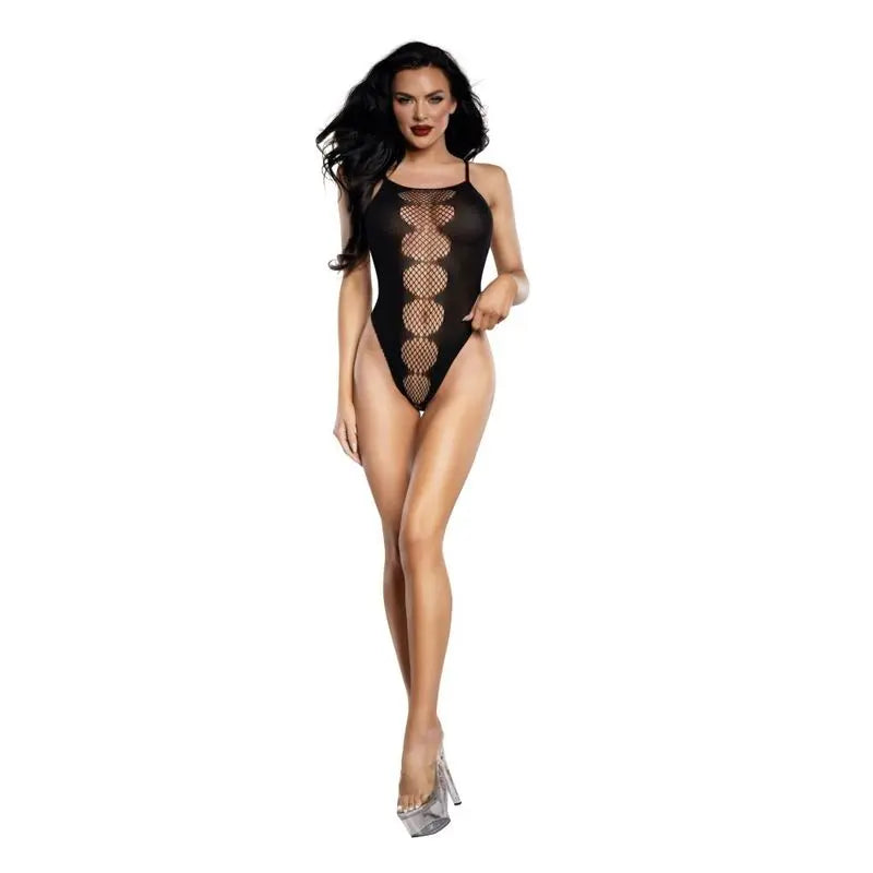 DreamGirl Fishnet Peek-A-Boo Teddy Black Dreamgirl Discreet Intimate Essentials.