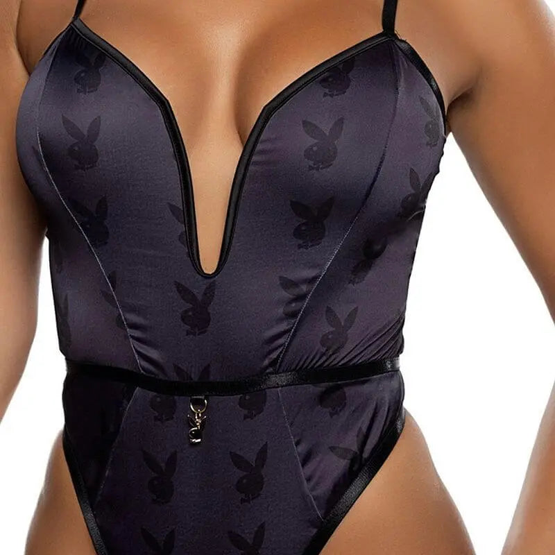 Playboy Blackout Bunny Romper Black Playboy Lingerie Discreet Intimate Essentials.