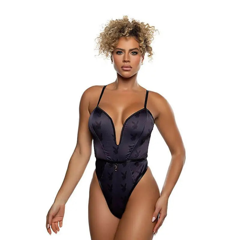 Playboy Blackout Bunny Romper Black Playboy Lingerie Discreet Intimate Essentials.