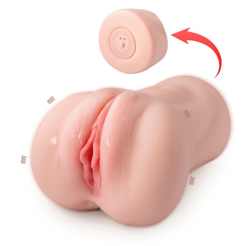 Realistic vibrating vaginal masturbator featuring soft TPR material and textured channel for a lifelike experience.