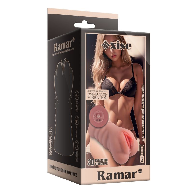 Ramar Realistic Vibrating Anal Vaginal Masturbator packaging with lifelike design and features.