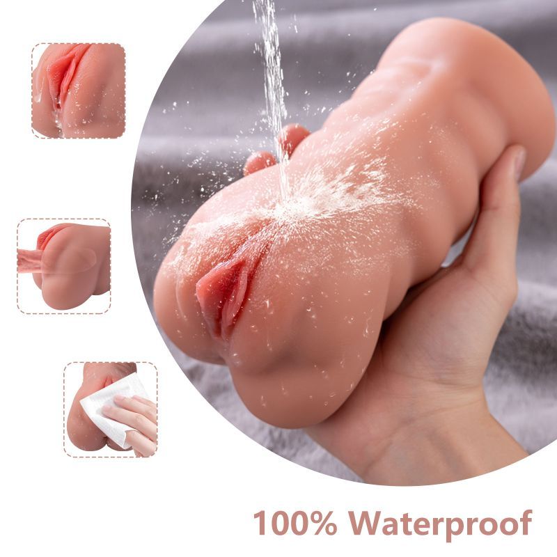 Ramar Realistic Vibrating Anal Vaginal Masturbator, 100% waterproof, showcasing lifelike design and dual openings.