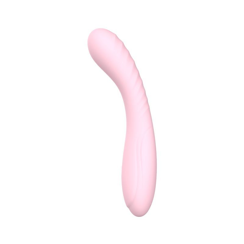 Maya silicone vibrator in soft pink color, designed for smooth and pleasurable experiences with ergonomic curves.