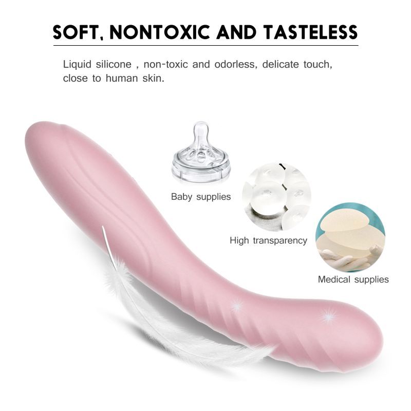 Maya silicone vibrator in soft pink silicone, highlighting its non-toxic and odorless features for safe pleasure.