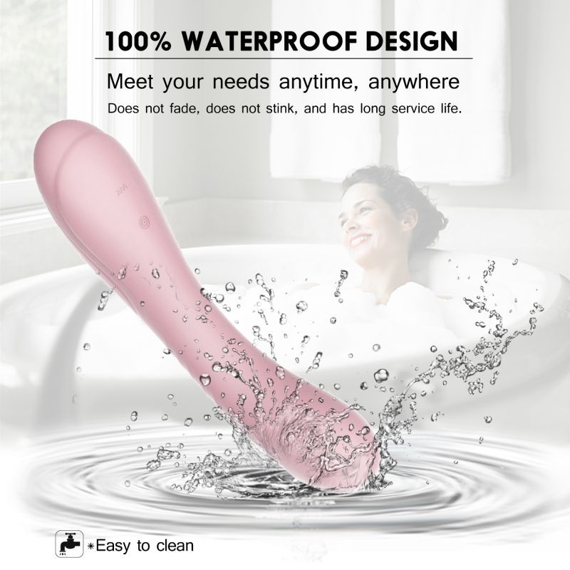 Maya Curve Silicone Vibrator Pink with waterproof design in water, offering smooth pleasure and easy cleaning.