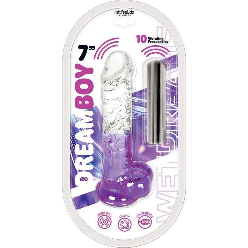Affordable quality Jelly Vibrator Dream Boy USB 7in Purple  from Hott Products by Discreet Intimate Essentials with Discreet Delivery 