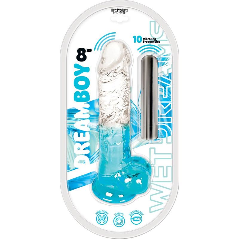 Affordable quality Jelly Vibrator Dream Boy USB 8in Turquoise  from Hott Products by Discreet Intimate Essentials with Discreet Delivery 