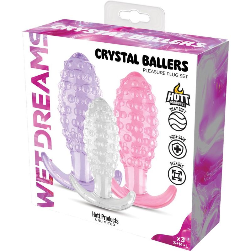 Affordable quality Crystal Ballers 3 Pc Silicone Anal Plug Set  from Hott Products by Discreet Intimate Essentials with Discreet Delivery 