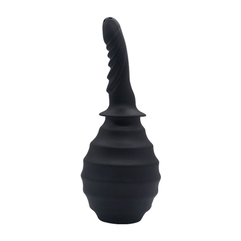 Silicone ribbed anti-backflow douche designed for easy use and grip, ideal for silicone anal douche enthusiasts.