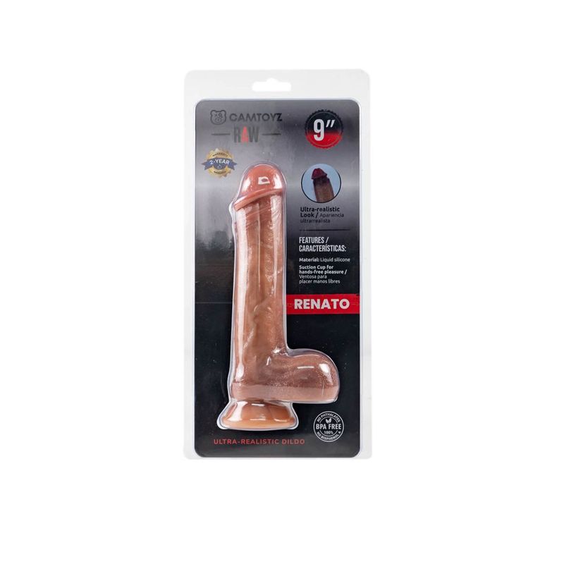 Affordable quality Ultra Realistic 23cm Silicone Dildo Renato  from RAW by Discreet Intimate Essentials with Discreet Delivery 