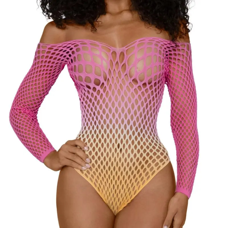 DreamGirl Fishnet Off The Shoulder Bodysuit Black Dreamgirl Discreet Intimate Essentials.