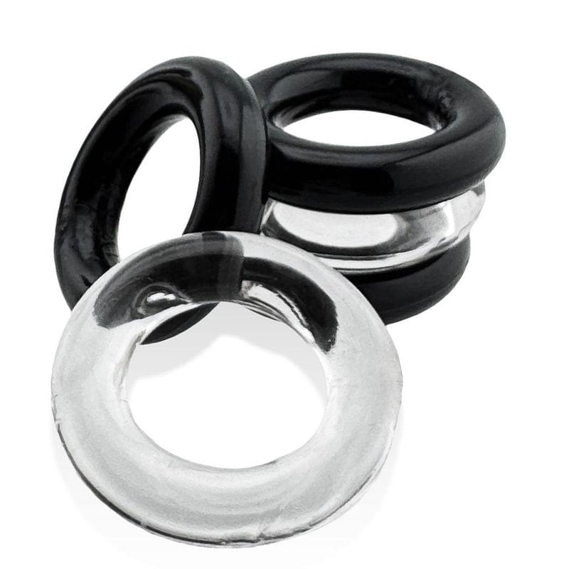 Jacker Stack 5 Pc Strong Cock Ring Clear Black by Hunkyjunk from Discreet Intimate Essentials for  Adult Toys, quality products at discount affordable prices.