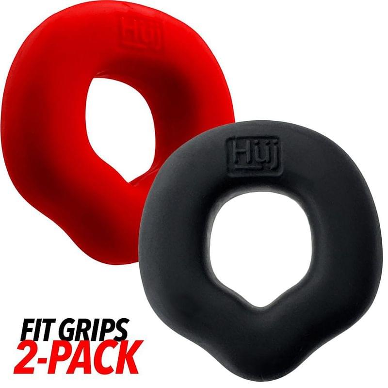 Fit Grips 2 Pc Ergo Cockring Black Red by Hunkyjunk from Discreet Intimate Essentials for  Adult Toys, quality products at discount affordable prices.