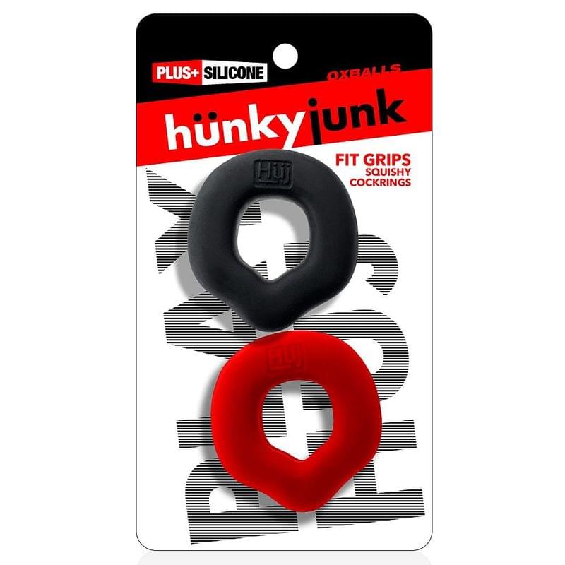 Fit Grips 2 Pc Ergo Cockring Black Red by Hunkyjunk from Discreet Intimate Essentials for  Adult Toys, quality products at discount affordable prices.