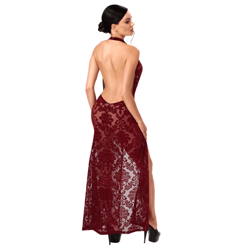 Masquerade Lace Gown Dress Burgundy
