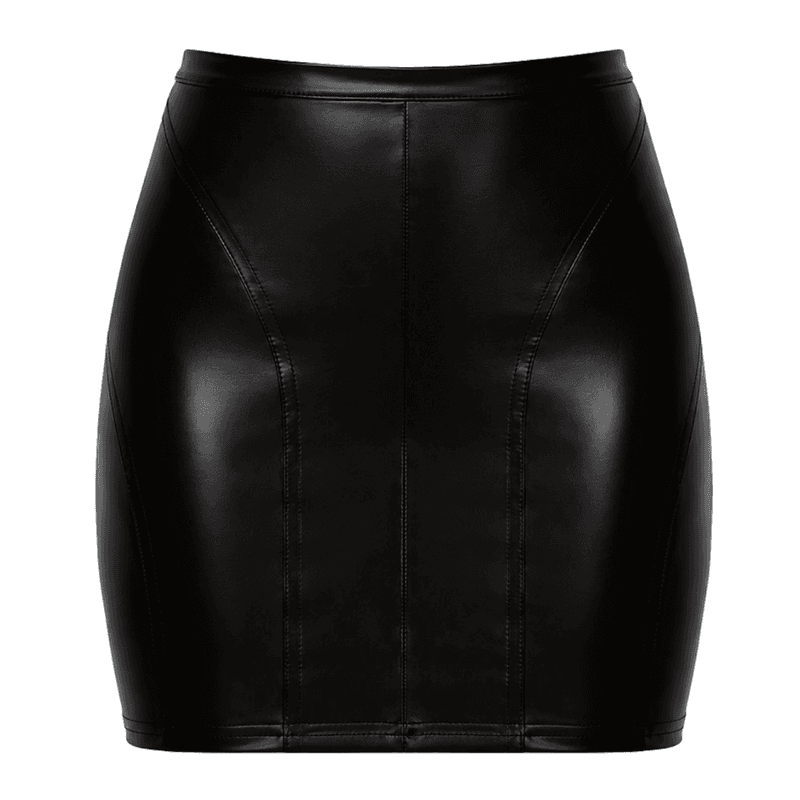 Dark Affair Wet Look Mini Skirt Black