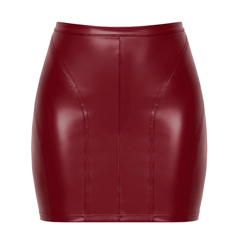 Bordeaux Affair Wet Look Mini Skirt Burgundy