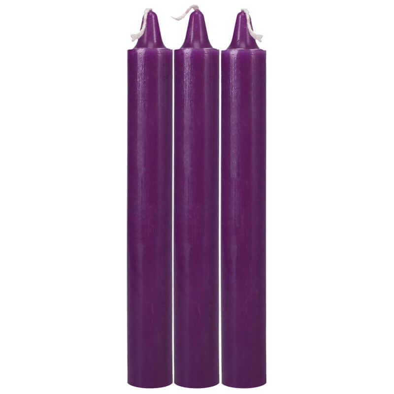 Japanese drip candles for sensation play - 3-Pack of purple candles for extreme hot wax play.