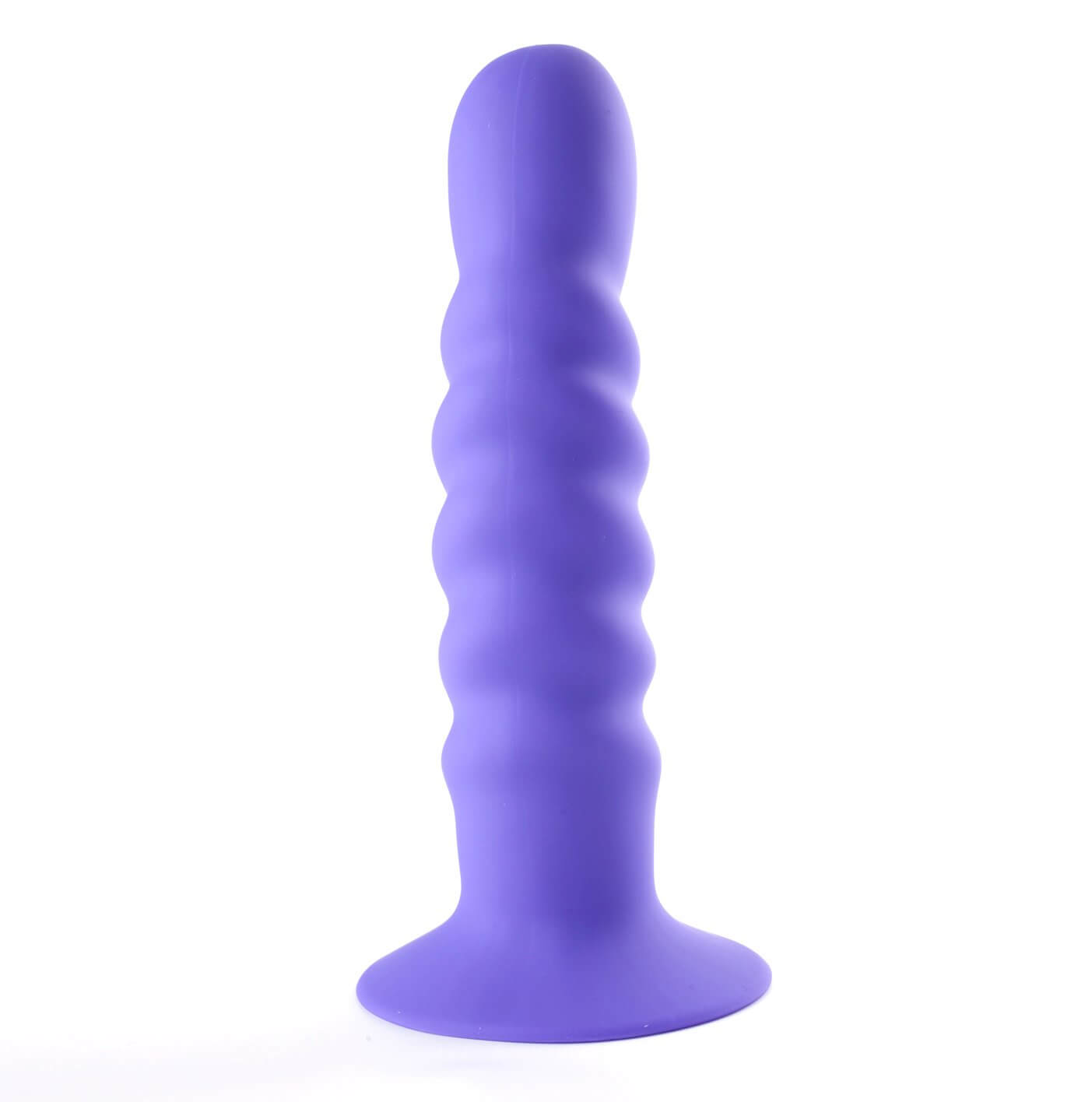 KENDALL luxury silicone suction cup dong in purple with swirl pattern and strong suction base.