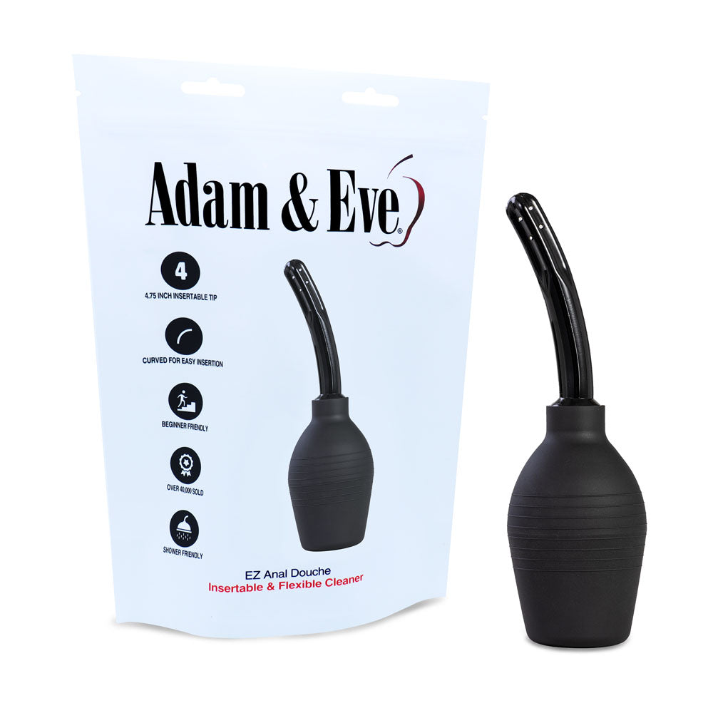 Adam & Eve EZ Anal Douche product packaging with flexible tip for easy cleansing before anal play.