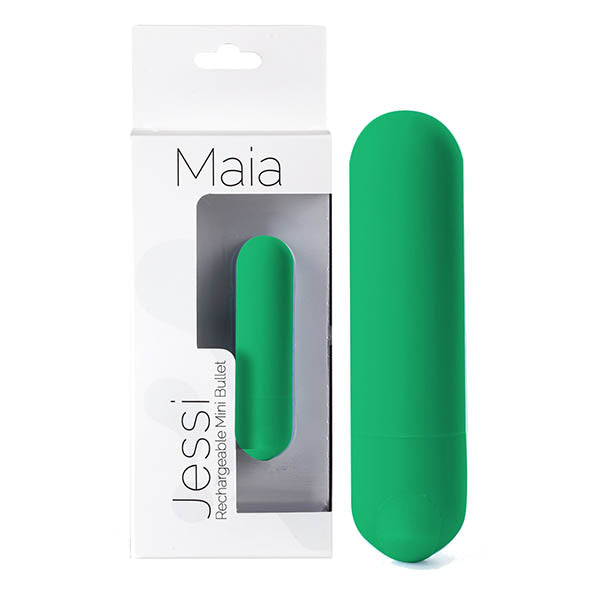 Maia Jessi - Emerald 7.6 cm USB rechargeable mini bullet vibrator with strong motor and silicone coating.