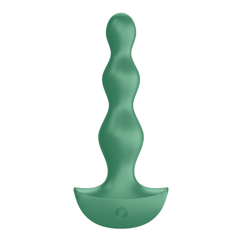 Satisfyer Lolli-Plug 2, a green vibrating anal beads for pleasure with 3 rounded beads and dual motors.