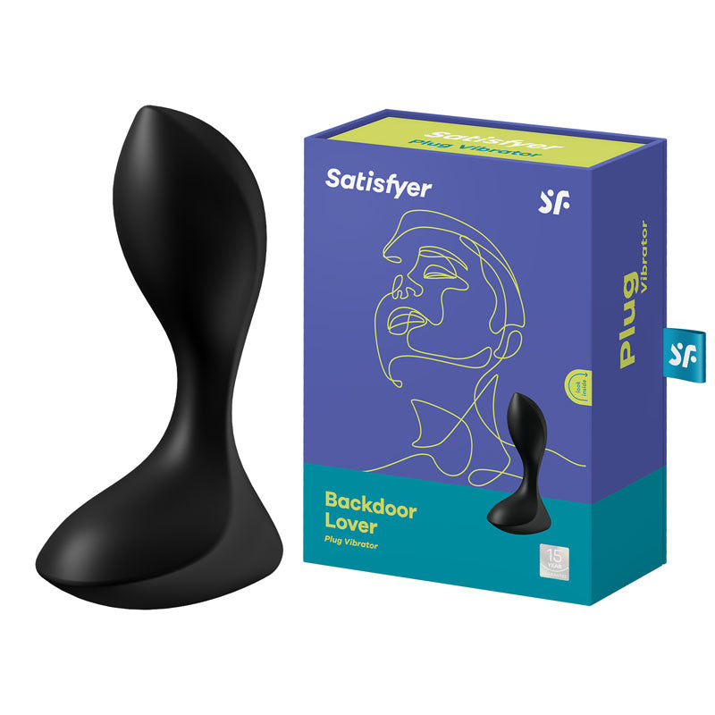 Satisfyer Backdoor Lover USB rechargeable vibrating butt plug with packaging, ideal for anal pleasure.