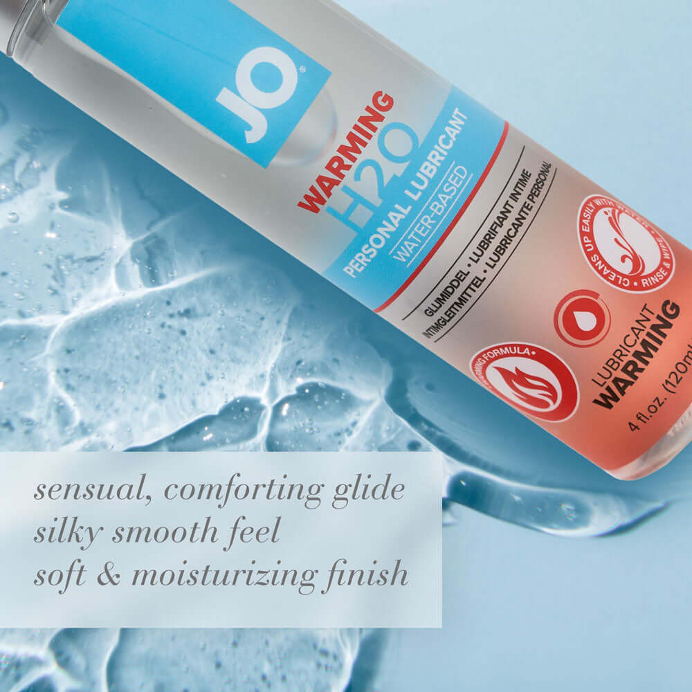 JO H2O Warming Lube - 60 mL water based warming lube, silky smooth feel, moisturizing finish