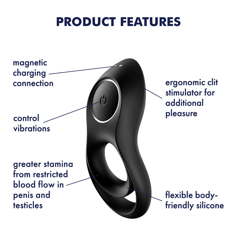 Satisfyer Legendary Duo USB rechargeable cock and balls ring with magnetic charging and ergonomic features.