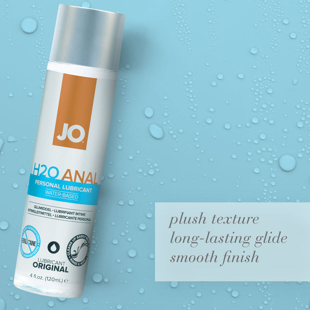 JO H2O Anal Lube - 120 mL - Water Based Anal Lubricant - 120 ml Bottle with plush texture and long-lasting glide.