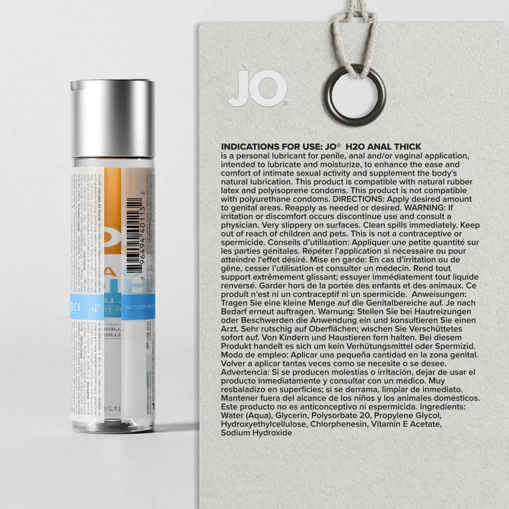 JO H2O Anal Thick Lube - 120 mL - Thick Water Based Anal Lubricant - 120 ml Bottle JO Discreet Intimate Essentials.