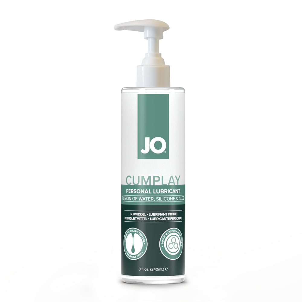 JO Cumplay Lube - 240 mL - Cum Style Lubricant - 240 ml Pump Bottle on a white background.