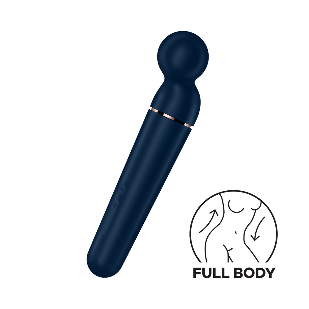 Satisfyer Planet Wand-er USB rechargeable massager wand for full body massage, featuring a silicone head and sleek design.