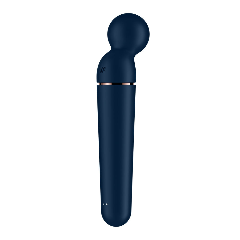 Satisfyer Planet Wand-er USB rechargeable massager wand in navy blue color with skin-friendly design.