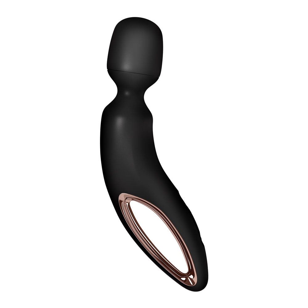 Satisfyer Wand-erland rose gold rechargeable massage wand with ergonomic design and USB charging.