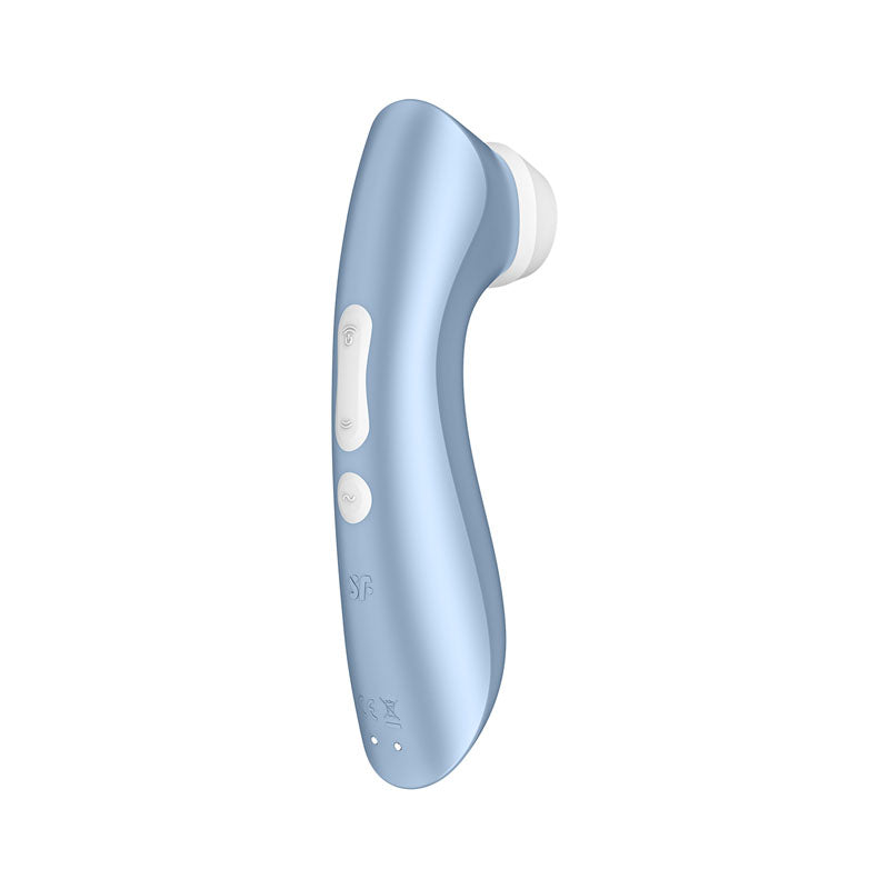 Satisfyer Pro 2+ -  Touch-Free USB-Rechargeable Clitoral Stimulator with Vibration in blue.
