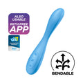 USB rechargeable G-spot vibrator in blue, featuring flexible design and app control for customized pleasure.
