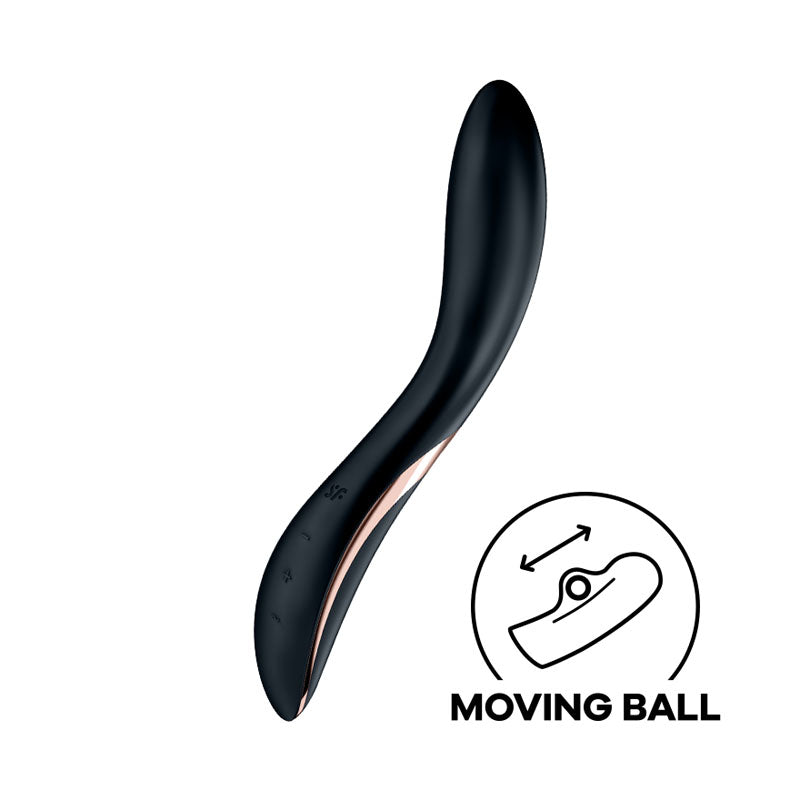 Satisfyer Rrrolling Explosion black G-spot rechargeable vibrator with a moving ball to enhance pleasure.
