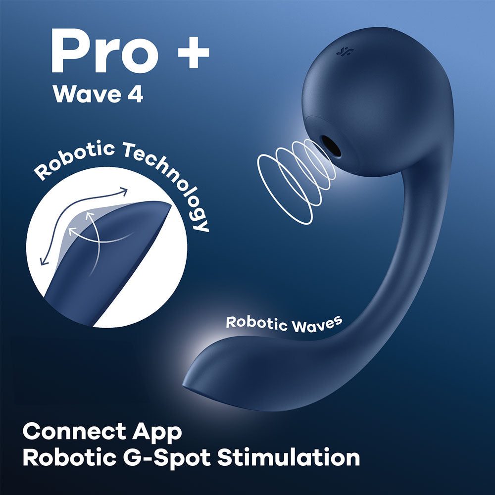 Satisfyer Pro+ Wave 4 USB rechargeable air pulse vibrator with advanced Robotic Technology and G-spot stimulation.