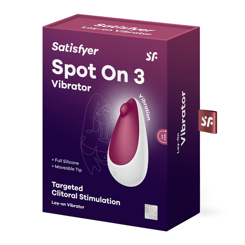 Satisfyer Spot On 3 - Berry USB Rechargeable Stimulator packaging for targeted clitoral stimulation.