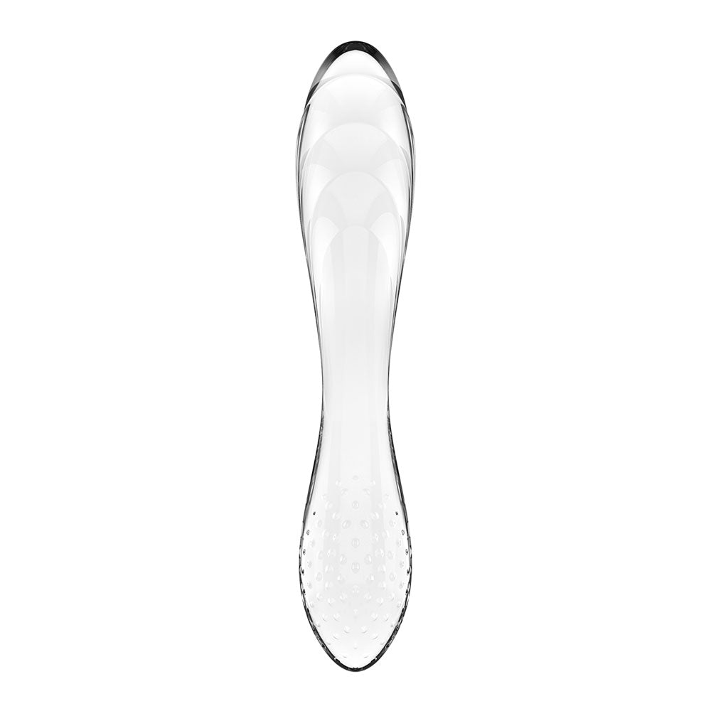 Satisfyer Dazzling Crystal 1 - glass double ended dildo showcasing its sleek design and glass material.